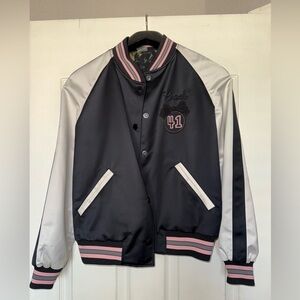 Coach Black Reversable Satin Varsity Jacket